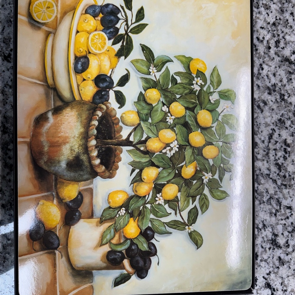 Lemon and Olive Plate Mats set of 4